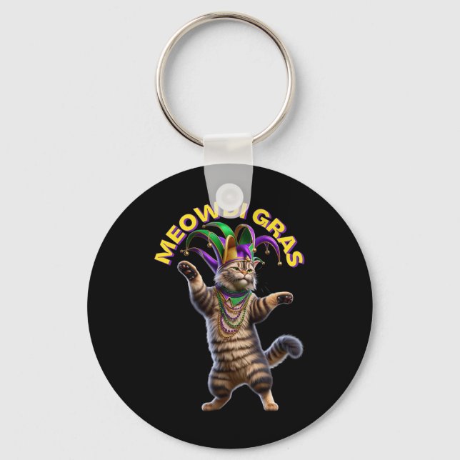 2025 Matching Mens Womans Funny Meowdi Gras Cat Ma Keychain (Front)