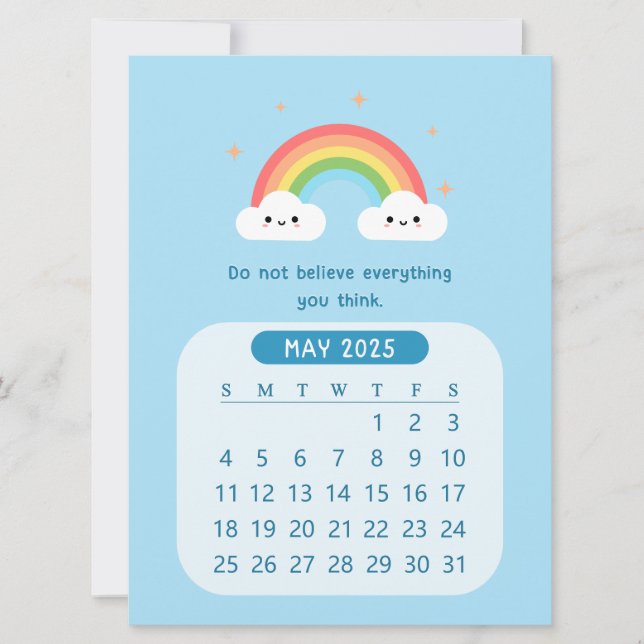 2025 May Monthly Cute Clouds Motivational Calendar Invitation (Front)