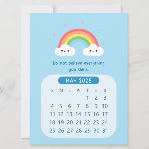 2025 May Monthly Cute Clouds Motivational Calendar Invitation