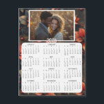 2025 Mini Calendars | Poinsettia Background<br><div class="desc">A cute little 2025 mini calendar to stick on your frig! Add your family photo and edit the text to put a holiday greeting in the personalize area. Background is watercolor poinsettias.</div>