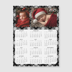 2025 Mini Calendars   Snowflakes Background