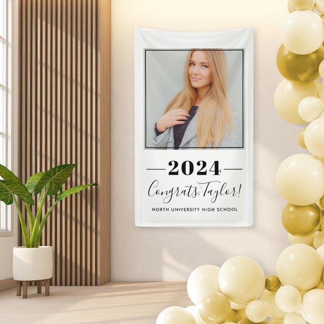 2025 Minimalist Black Custom Photo Graduation Banner (Creator Uploaded)