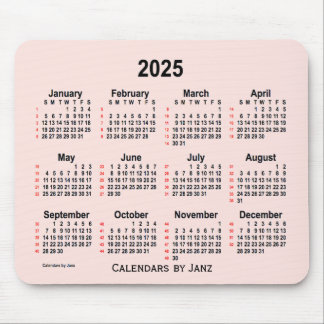 2025 Misty Rose 52 Weeks Calendar by Janz Mouse Pad
