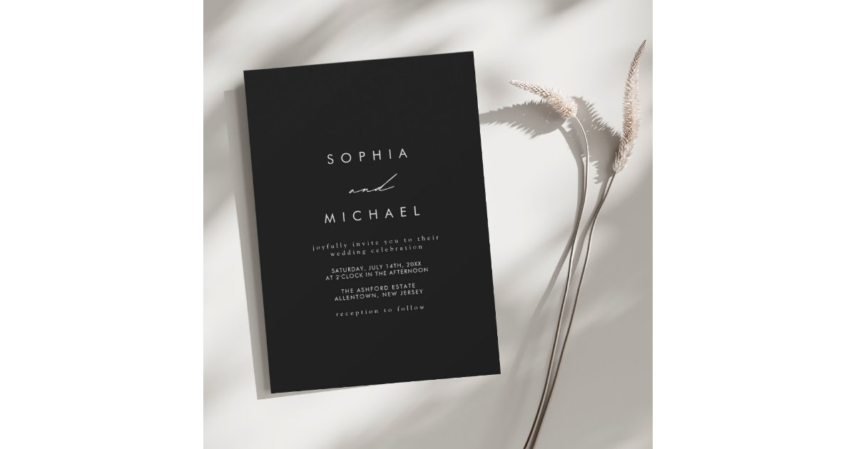 2025 Modern Black and White Wedding Invitation Zazzle