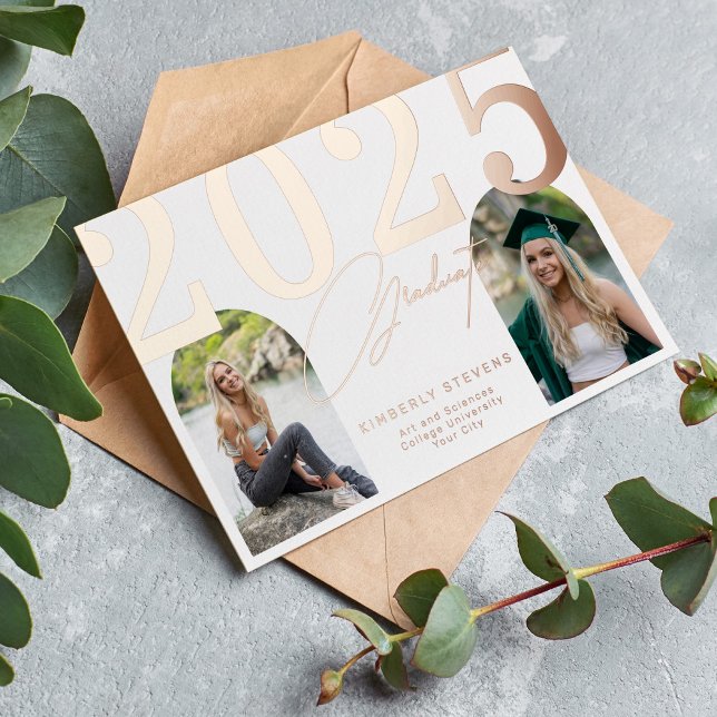 2025 modern elegant graduate photo graduation  foil invitation (Creator Uploaded)