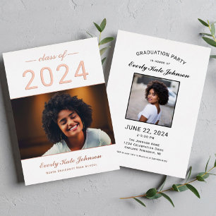 2025 Modern Elegant Rose Gold Photo Graduation Foil Invitation