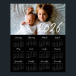 2025 modern family photo Black calendar Poster<br><div class="desc">A modern photo calendar to customize with a family picture,  a perfect way to start the year 2025.</div>