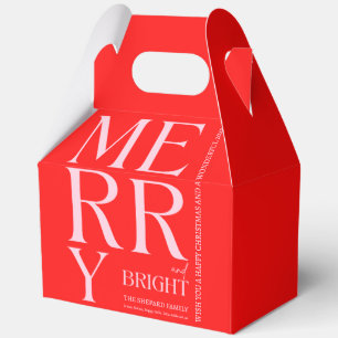 2025 Modern Merry and Bright Red Pink Christmas Favor Boxes