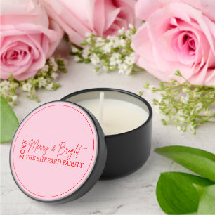 2025 Modern Merry and Bright Red Pink Christmas Mini Candle Favors