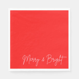 2025 Modern Merry and Bright Red Pink Christmas Napkins