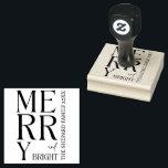 2025 Modern Merry and Bright Red Pink Christmas Rubber Stamp<br><div class="desc">Modern Merry and Bright Red Pink Christmas</div>