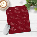 2025 Modern Minimalist Burgundy Maroon Calendar Mouse Pad<br><div class="desc">🌟This is for 2025🌟 2025 Modern Simple Burgundy Maroon and White Calendar Mouse Pad featuring a simple,  minimalist year-at-a-glance calendar. The colors are all customizable. Please contact us at cedarandstring@gmail.com if you need assistance with the design or matching products.</div>