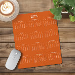 2025 Modern Minimalist Burnt Orange Calendar Mouse Pad<br><div class="desc">🌟This is for 2025🌟 2025 Modern Simple Burnt Orange and White Calendar Mouse Pad featuring a simple,  minimalist year-at-a-glance calendar. The colors are all customizable. Please contact us at cedarandstring@gmail.com if you need assistance with the design or matching products.</div>