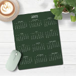 2025 Modern Minimalist Forest Green Calendar Mouse Pad<br><div class="desc">🌟This is for 2025🌟 2025 Modern Simple Forest Green and White Calendar Mouse Pad featuring a simple,  minimalist year-at-a-glance calendar. The colors are all customizable. Please contact us at cedarandstring@gmail.com if you need assistance with the design or matching products.</div>
