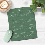 2025 Modern Minimalist Sage Green Calendar Mouse Pad<br><div class="desc">🌟This is for 2025🌟 2025 Modern Simple Pastel Sage Green and White Calendar Mouse Pad featuring a simple,  minimalist year-at-a-glance calendar. The colors are all customizable. Please contact us at cedarandstring@gmail.com if you need assistance with the design or matching products.</div>