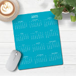 2025 Modern Minimalist Teal Blue Calendar Mouse Pad<br><div class="desc">🌟This is for 2025🌟 2025 Modern Simple Aqua Teal Turquoise Blue and White Calendar Mouse Pad featuring a simple,  minimalist year-at-a-glance calendar. The colors are all customizable. Please contact us at cedarandstring@gmail.com if you need assistance with the design or matching products.</div>