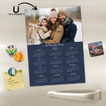 2025 Modern Navy Blue Family Name Photo Calendar<br><div class="desc">2025 Customizable Family Name and Photo Magnetic Calendar featuring your personalized photo and name. 🌟Designed for 2025 only, and perfect for small gifts, stocking stuffers, or in place of holiday cards! This version is a chic Navy Blue, but the colors are fully customizable. Please contact us at cedarandstring@gmail.com if you...</div>