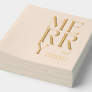 2025 Modern Script Merry and Bright Christmas Xmas Foil Napkins