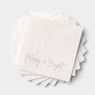 2025 Modern Script Merry and Bright Christmas Xmas Foil Napkins