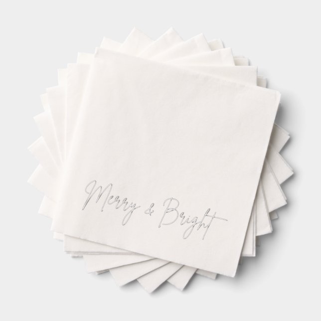 2025 Modern Script Merry and Bright Christmas Xmas Foil Napkins (Insitu (Stacked))