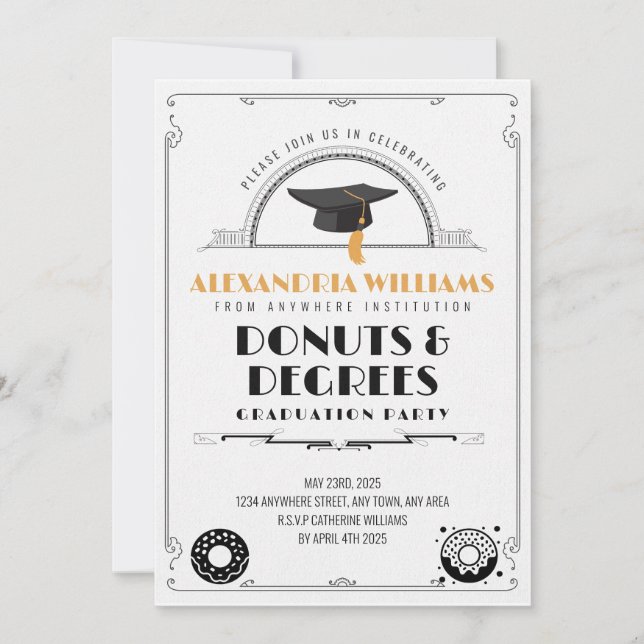 2025 Modern Stylish Donuts and Degrees Graduation  Invitation (Front)