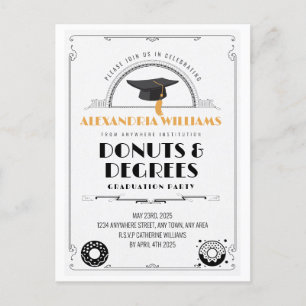 2025 Modern Stylish Donuts and Degrees Graduation  Postcard