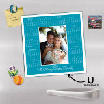 2025 Modern Teal Blue Photo Magnetic Calendar<br><div class="desc">2025 Photo Magnetic Calendar Magnet Teal Blue Holiday Card in modern, classic Turquoise Teal Blue. Add your photo and name for a fun, personalized gift! Perfect for stocking stuffers or small gifts for friends, family, and loved ones. ✨THIS IS FOR 2025.✨ Please contact us at cedarandstring@gmail.com if you need assistance...</div>