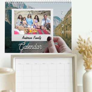 2025 Modern Trendy Family Add Photos Custom Simple Calendar