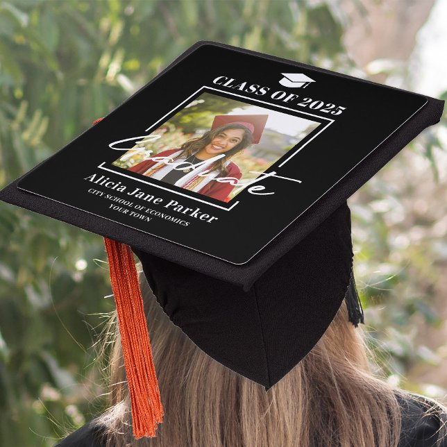 2025 modern trendy graduate photo personalized  graduation cap topper (Creator Uploaded)