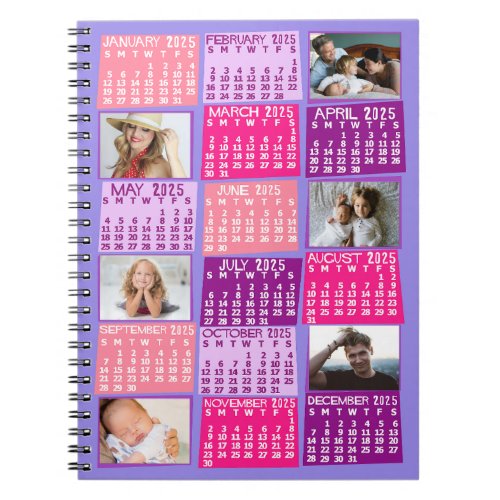 2025 Monthly Calendar Cute Mod 6 Photo Collage Notebook