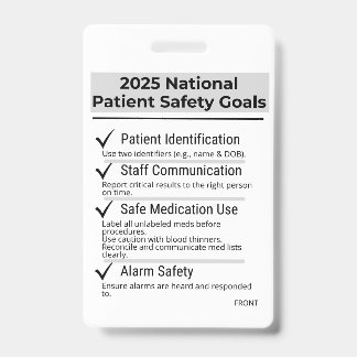 2025 National Patient Safety Goals Badge Card