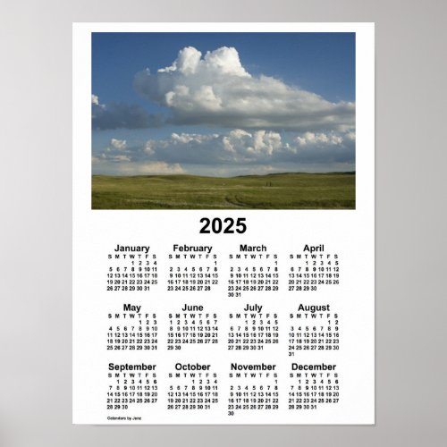 2025 Nebraska Sandhills Calendar by Janz Poster