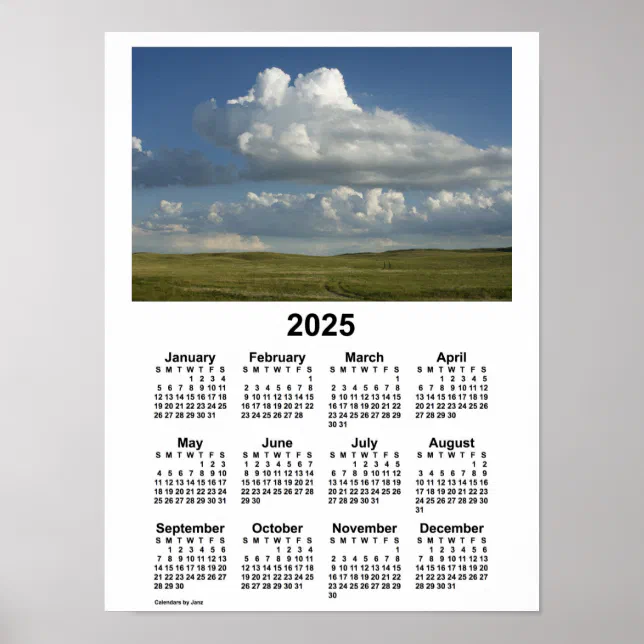 2025 Nebraska Sandhills Calendar by Janz Poster Zazzle