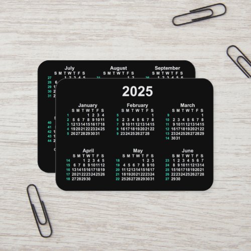 2025 Neon 52 Week ISO Calendar by Janz Business Card
