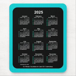 2025 Neon 52 Weeks ISO Calendar by Janz Two Tone Mouse Pad