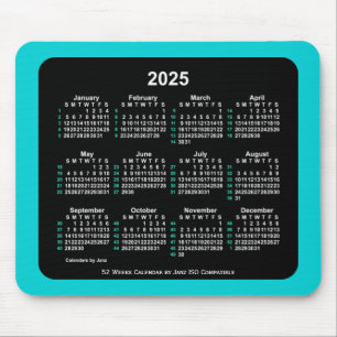 2025 Neon 52 Weeks ISO Calendar by Janz Two Tone Mouse Pad