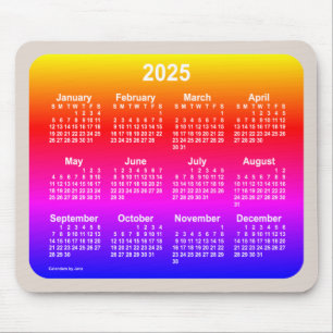 2025 Neon Rainbow Calendar by Janz Two Tone Mouse Pad