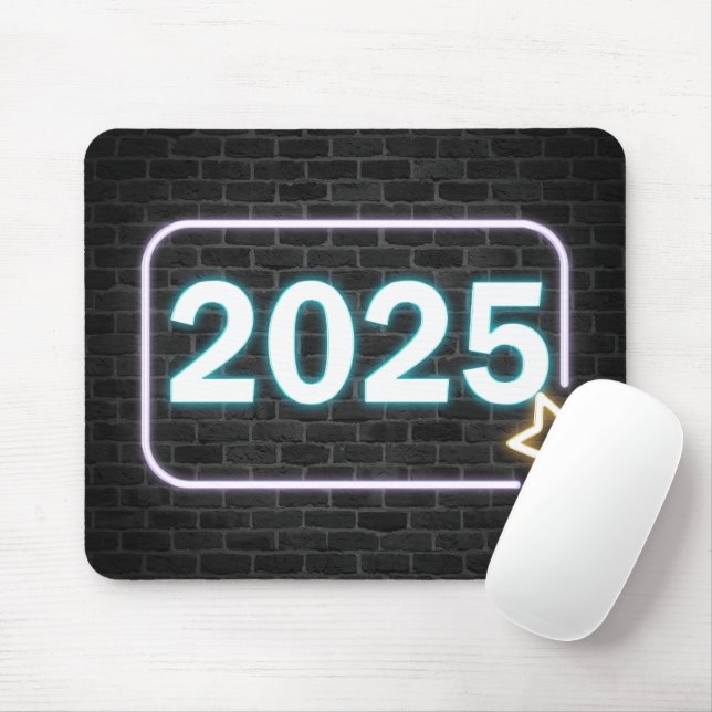 2025 Neon Sign On Brick Mouse Pad (With Mouse)