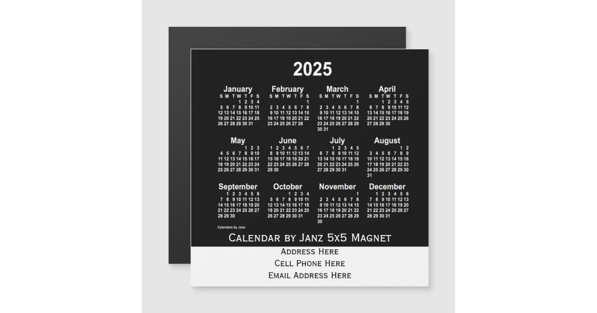 2025 Neon White Business Calendar by Janz Zazzle