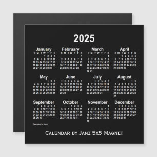 2025 Neon White Calendar by Janz 5x5 Magnet