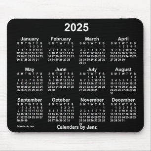 2025 Neon White Calendar by Janz Mouse Pad