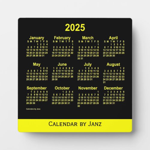 2025 Neon Yellow Desk Calendar by Janz Plaque