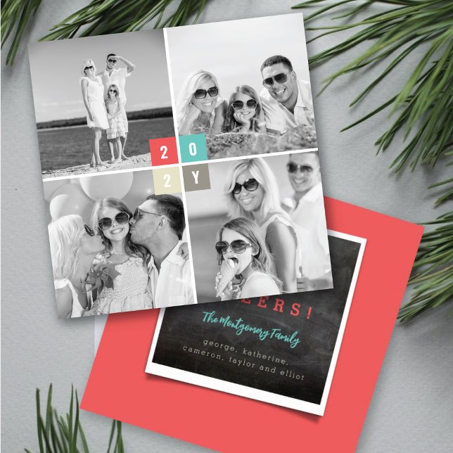 2025 New Year Color Blocks Four Photo Collage Holiday Card (20YY New Year Color Blocks Four Photo Collage Holiday Card @ fat_fa_tin
)