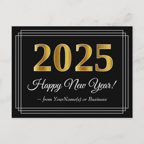 2025 New Year _ Fancy Luxurious Faux Gold Look Postcard