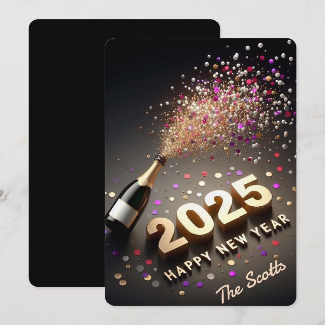 2025 New Year Gold & Black  Holiday Card (Front/Back)