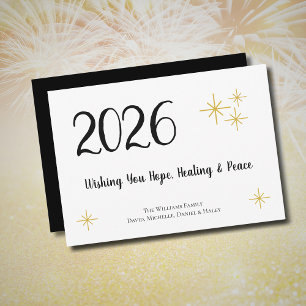 2025 New Year Gold Snowflakes Festive Typography Holiday Card