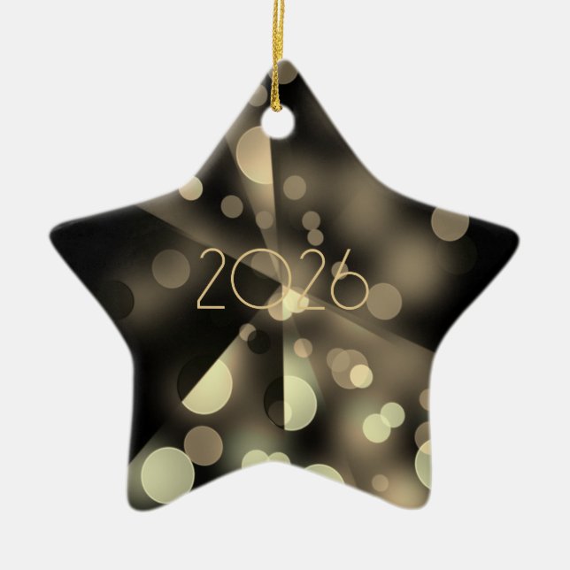 2025 new year with golden bubbles ceramic ornament (Front)