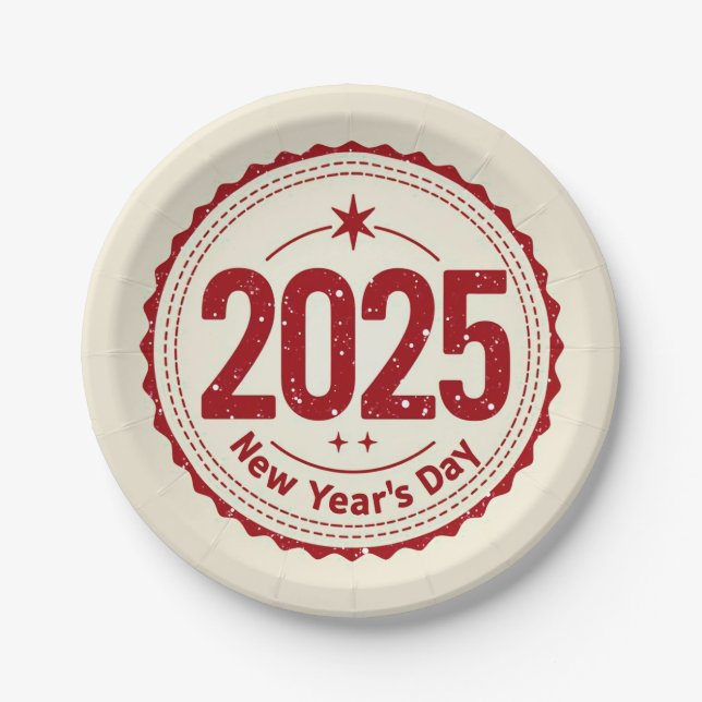 2025 New Year's Day Paper Plate (Front)
