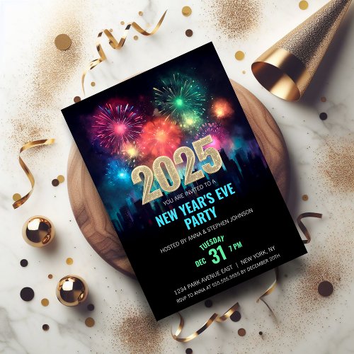 2025 New Years Eve Elegant Fireworks Invitation