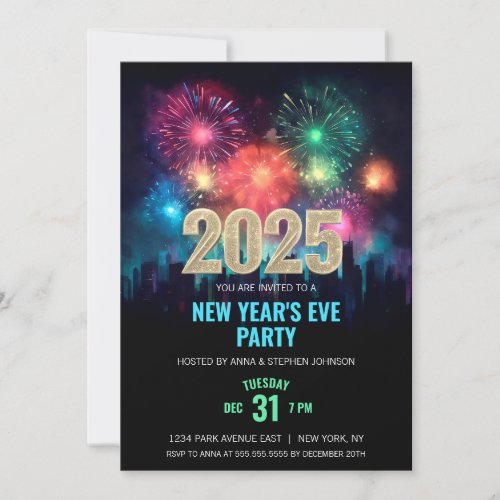 2025 New Years Eve Elegant Fireworks Invitation